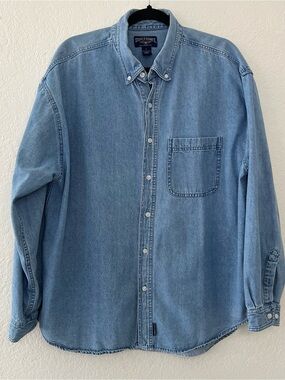 VTG Steve & Barrys Button Up Shirt Relaxed Fit Long Sleeve Blue Denim Size Large